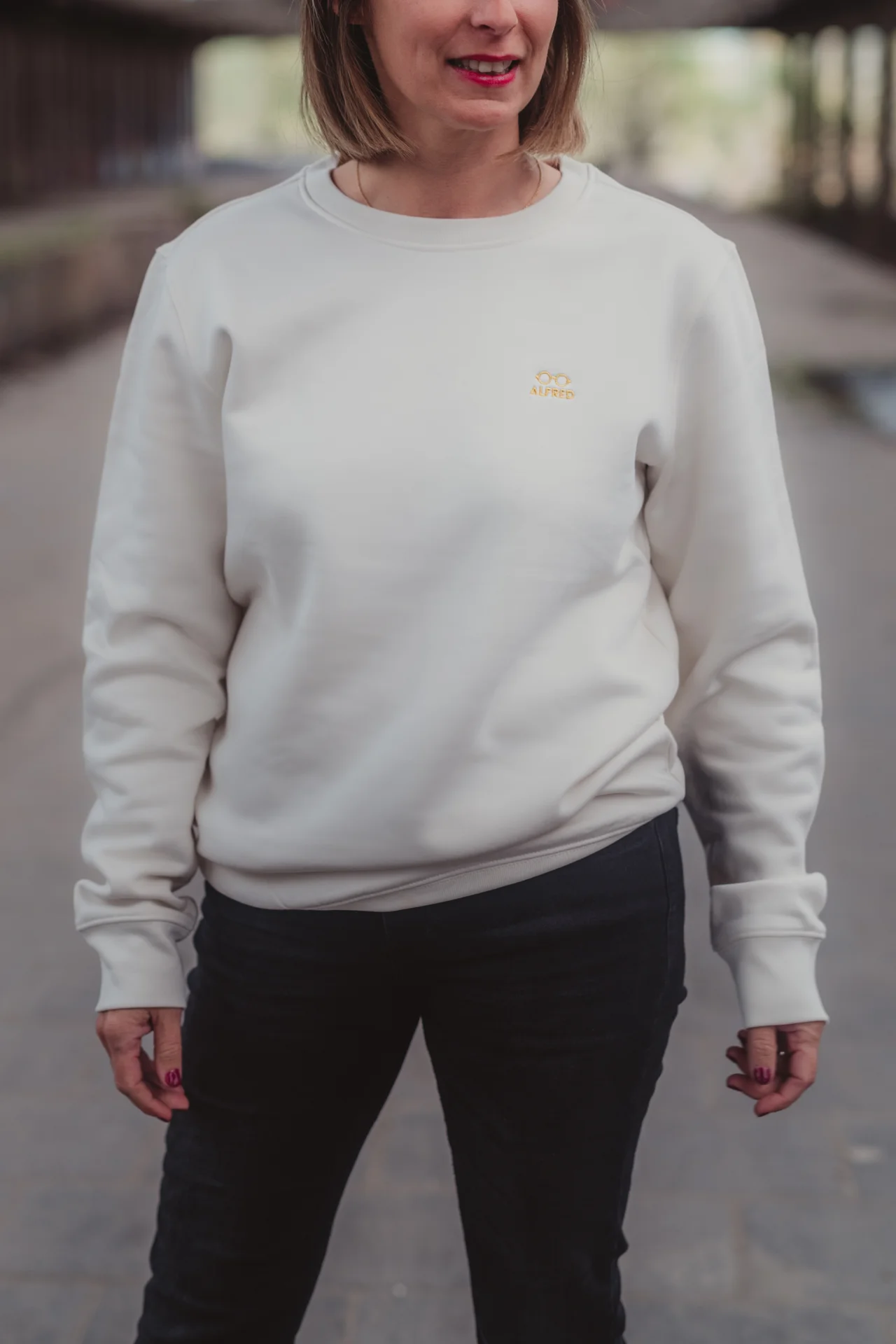 Volwassenen Sweatshirt « Alfred »: Wit - L